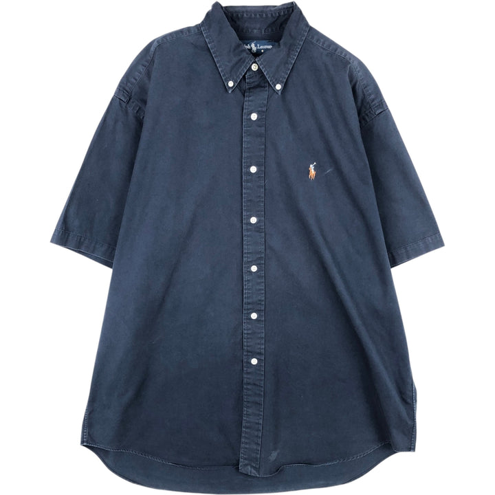 Ralph Lauren BLAKE short sleeve button down shirt, men's size L cotton blue type Vintage Second Hand