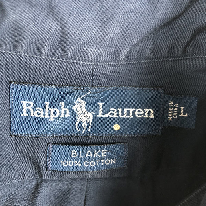 Ralph Lauren BLAKE short sleeve button down shirt, men's size L cotton blue type Vintage Second Hand