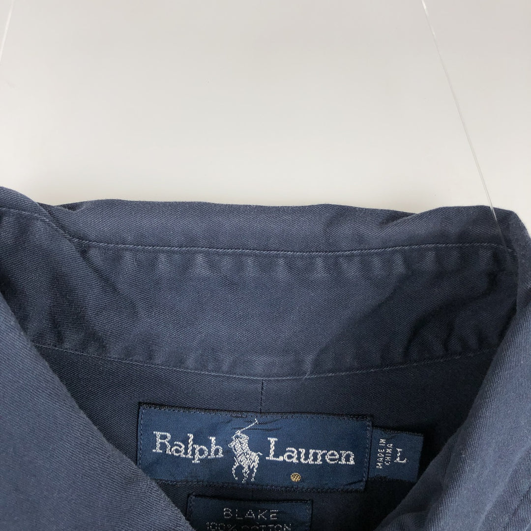 Ralph Lauren BLAKE short sleeve button down shirt, men's size L cotton blue type Vintage Second Hand