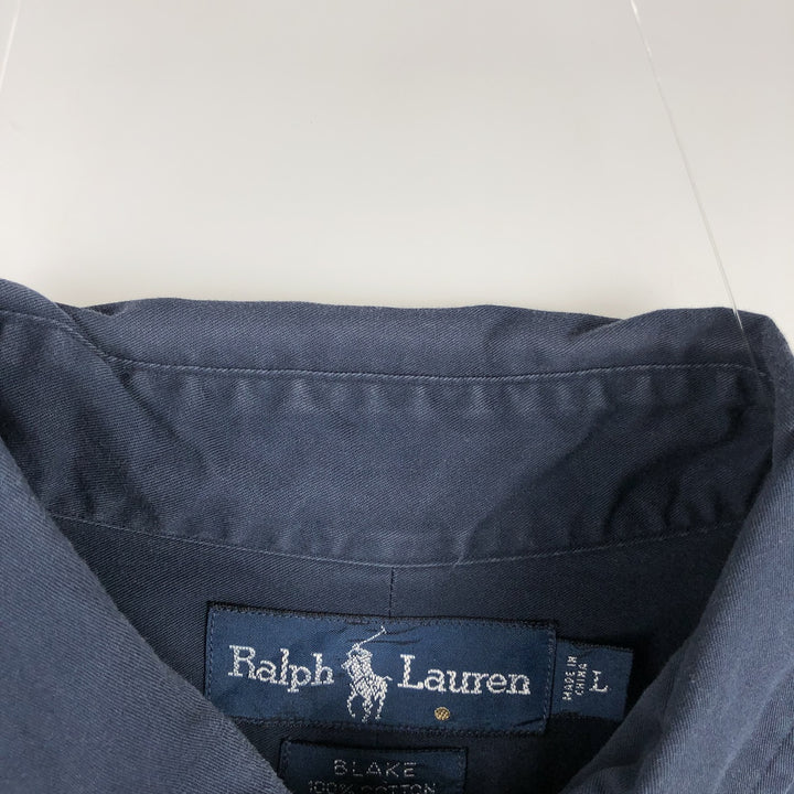 Ralph Lauren BLAKE short sleeve button down shirt, men's size L cotton blue type Vintage Second Hand
