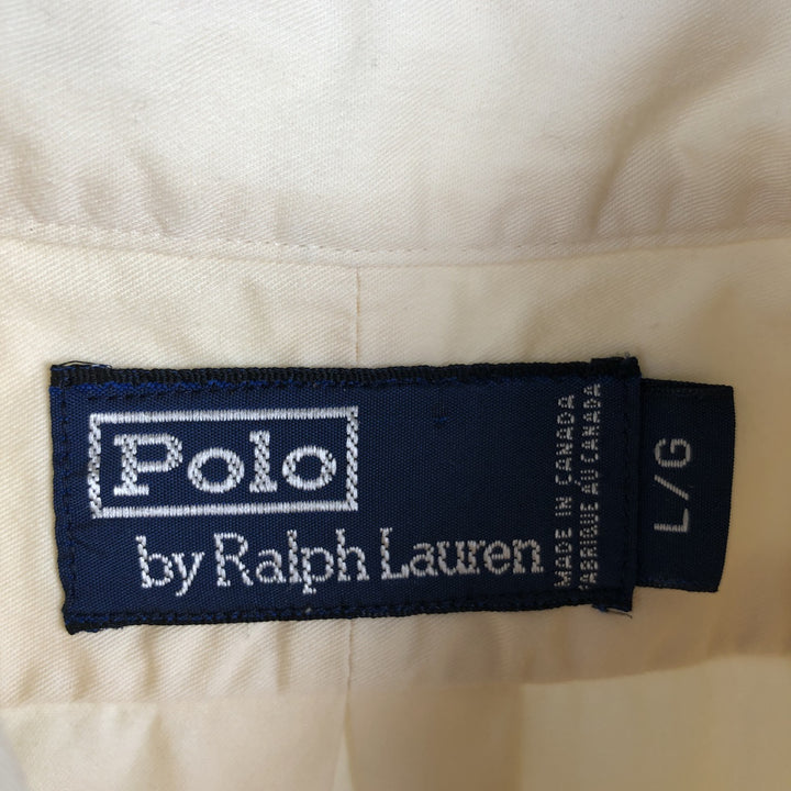 Ralph Lauren POLO by Ralph Lauren Short-Sleeve Button-Down Shirt, Made in Canada, Men's Size L (approx.) cotton ivory Vintage Second Hand