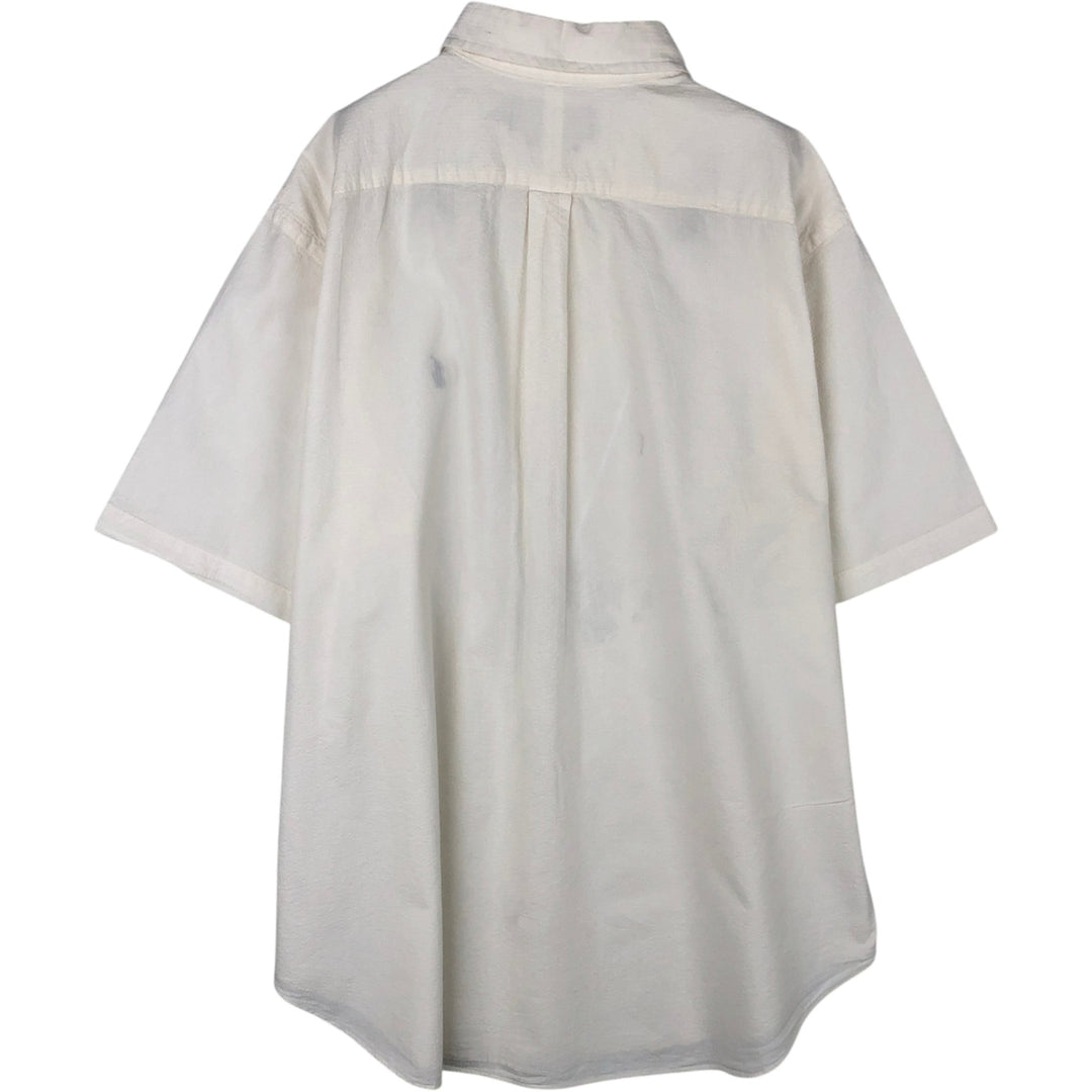 Ralph Lauren CLASSIC FIT seersucker short-sleeve button-down shirt, men's size XL (approx.) cotton white type Vintage Second Hand