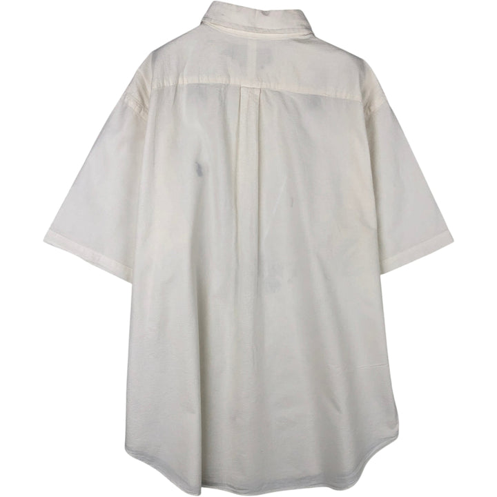 Ralph Lauren CLASSIC FIT seersucker short-sleeve button-down shirt, men's size XL (approx.) cotton white type Vintage Second Hand