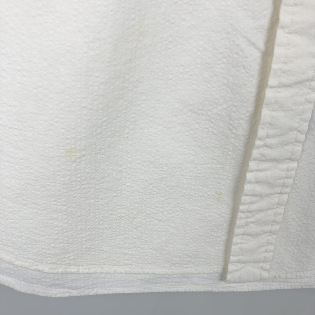 Ralph Lauren CLASSIC FIT seersucker short-sleeve button-down shirt, men's size XL (approx.) cotton white type Vintage Second Hand
