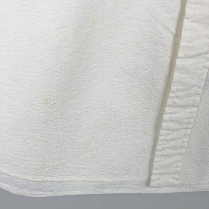 Ralph Lauren CLASSIC FIT seersucker short-sleeve button-down shirt, men's size XL (approx.) cotton white type Vintage Second Hand