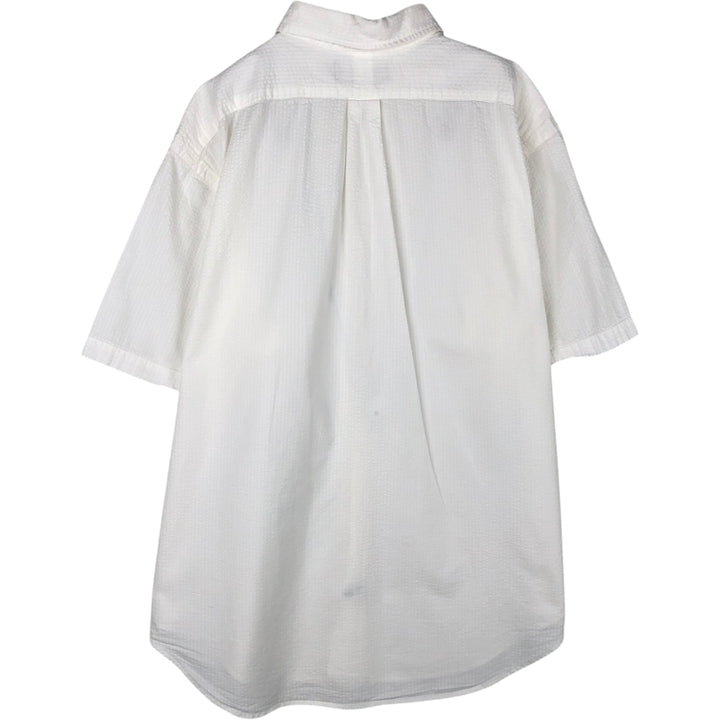 Ralph Lauren CLASSIC FIT seersucker short-sleeve button-down shirt, men's size XL (approx.) cotton white type Vintage Second Hand