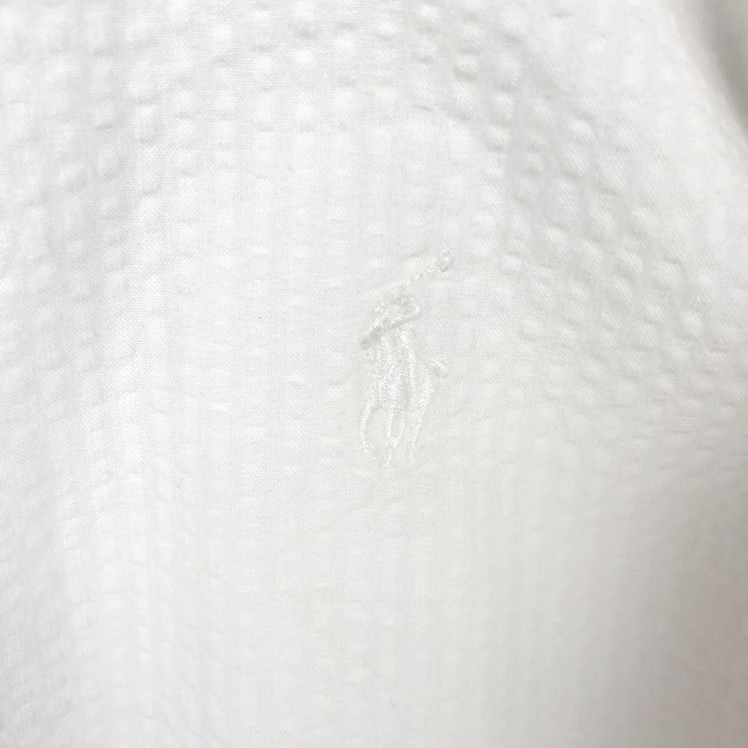 Ralph Lauren CLASSIC FIT seersucker short-sleeve button-down shirt, men's size XL (approx.) cotton white type Vintage Second Hand