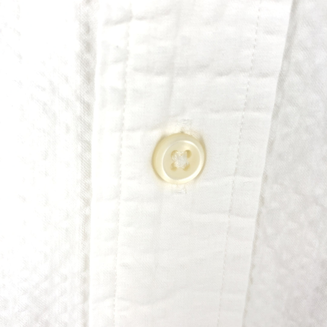 Ralph Lauren CLASSIC FIT seersucker short-sleeve button-down shirt, men's size XL (approx.) cotton white type Vintage Second Hand