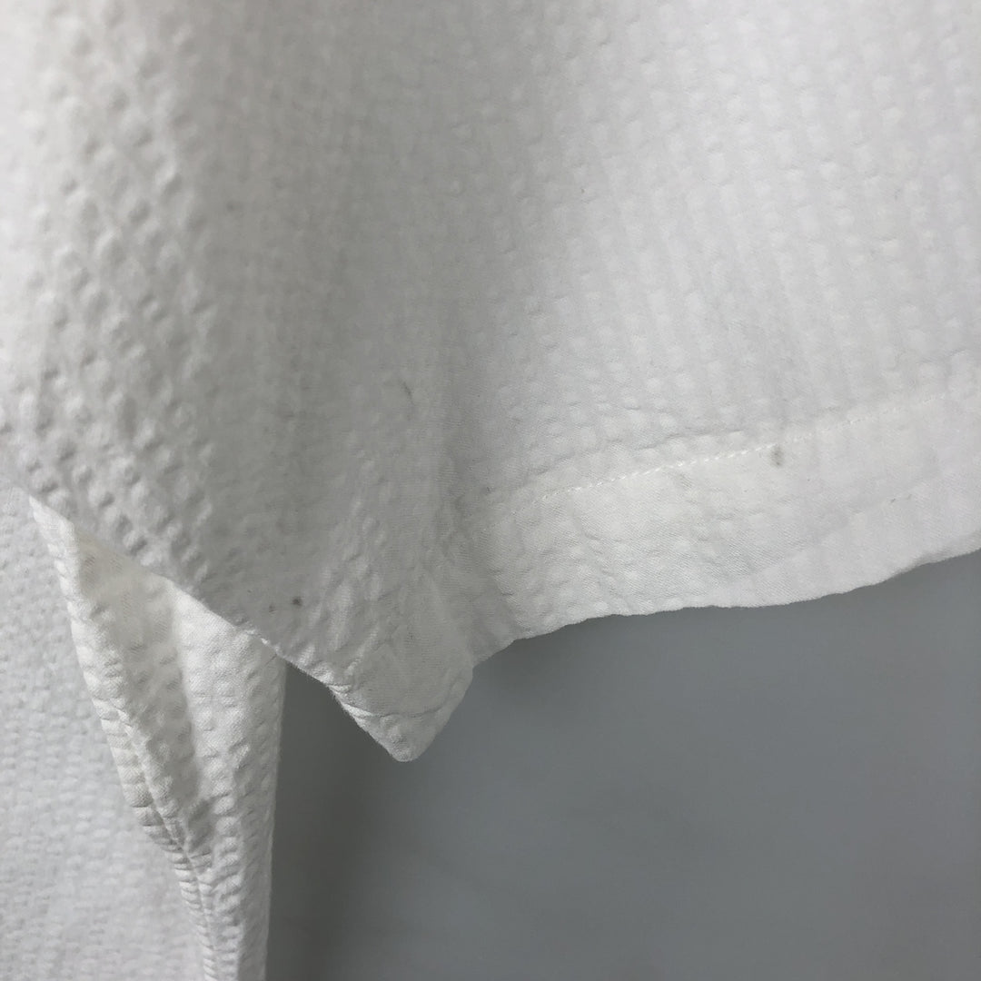 Ralph Lauren CLASSIC FIT seersucker short-sleeve button-down shirt, men's size XL (approx.) cotton white type Vintage Second Hand