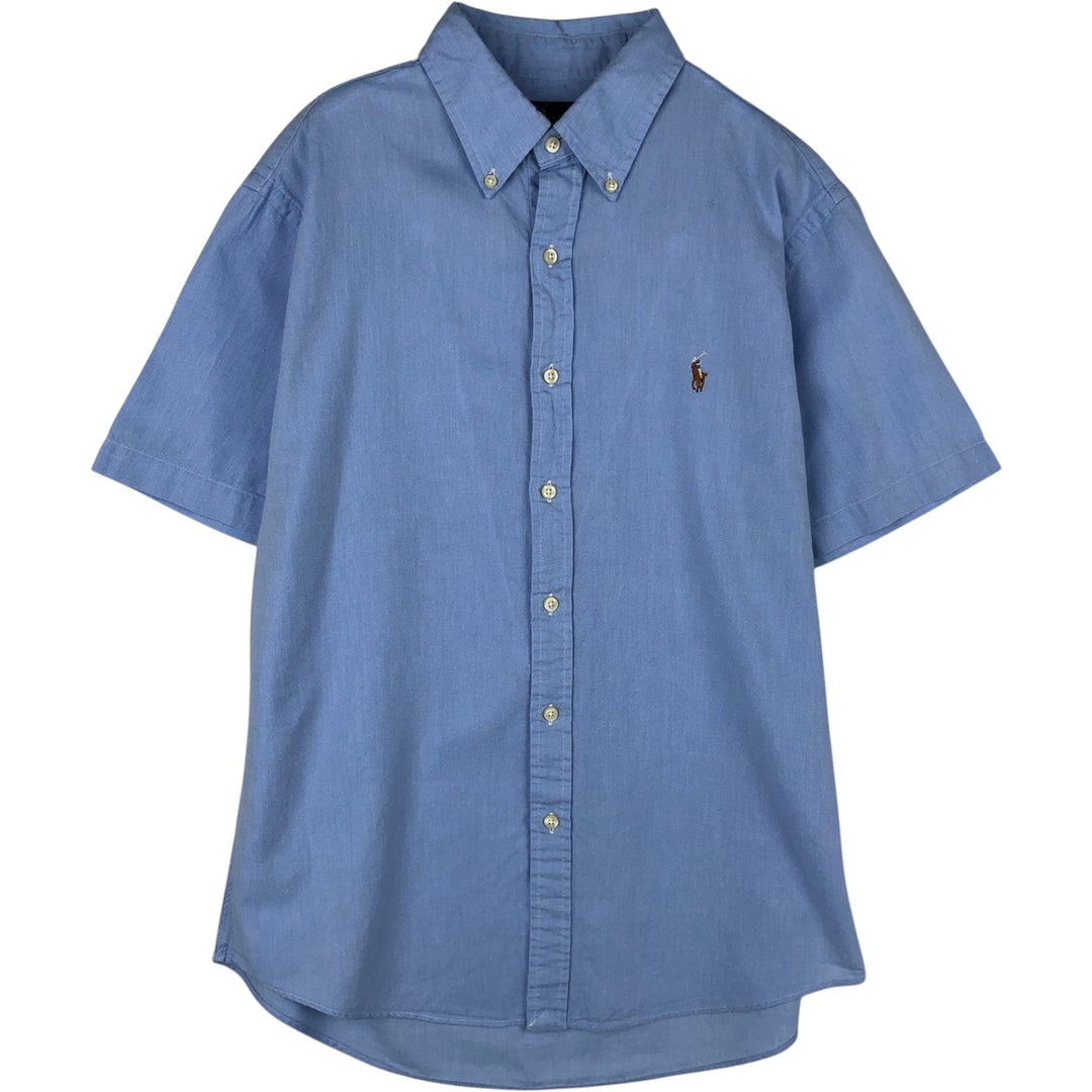 Ralph Lauren SLIM FIT Short-Sleeve Button-Down Shirt, Men's Size L (approx.) cotton blue type Vintage Second Hand