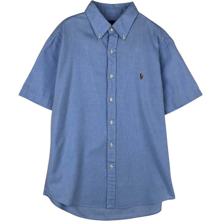 Ralph Lauren SLIM FIT Short-Sleeve Button-Down Shirt, Men's Size L (approx.) cotton blue type Vintage Second Hand
