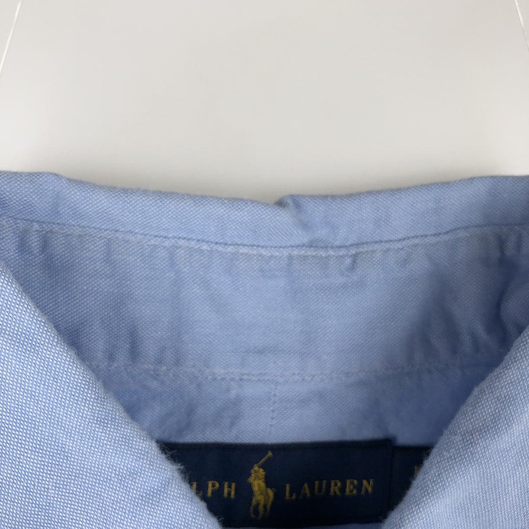 Ralph Lauren SLIM FIT Short-Sleeve Button-Down Shirt, Men's Size L (approx.) cotton blue type Vintage Second Hand
