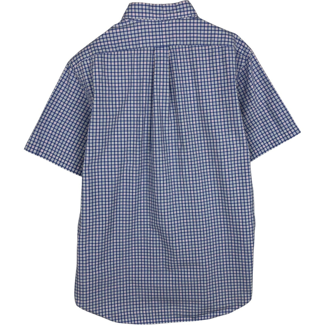 Ralph Lauren short sleeve button down check shirt, men's size L cotton blue type Vintage Second Hand