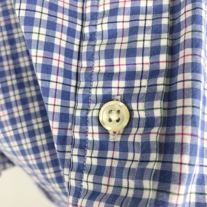 Ralph Lauren short sleeve button down check shirt, men's size L cotton blue type Vintage Second Hand