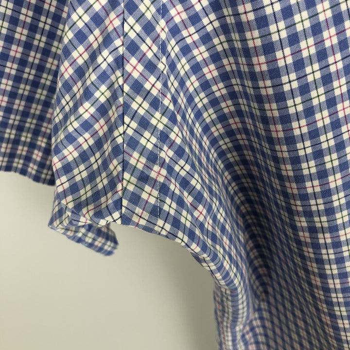 Ralph Lauren short sleeve button down check shirt, men's size L cotton blue type Vintage Second Hand