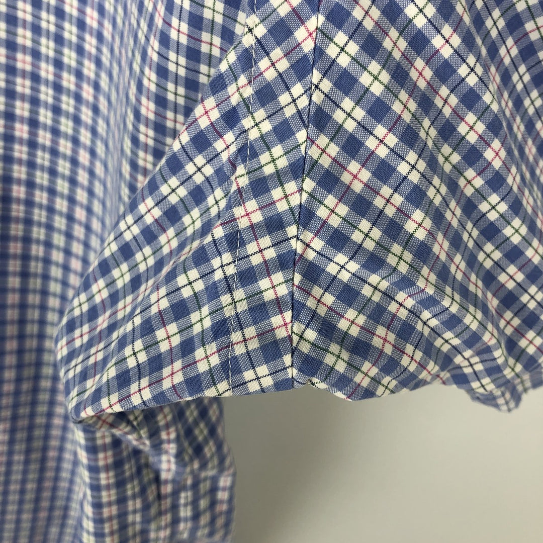 Ralph Lauren short sleeve button down check shirt, men's size L cotton blue type Vintage Second Hand