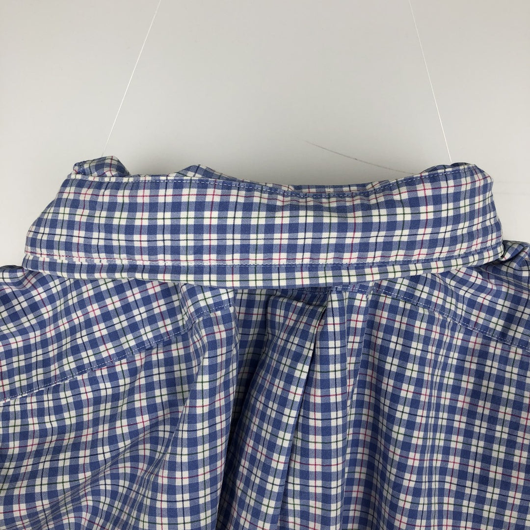 Ralph Lauren short sleeve button down check shirt, men's size L cotton blue type Vintage Second Hand