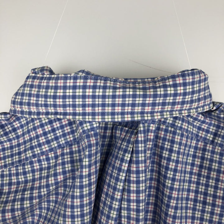 Ralph Lauren short sleeve button down check shirt, men's size L cotton blue type Vintage Second Hand