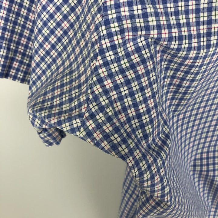 Ralph Lauren short sleeve button down check shirt, men's size L cotton blue type Vintage Second Hand