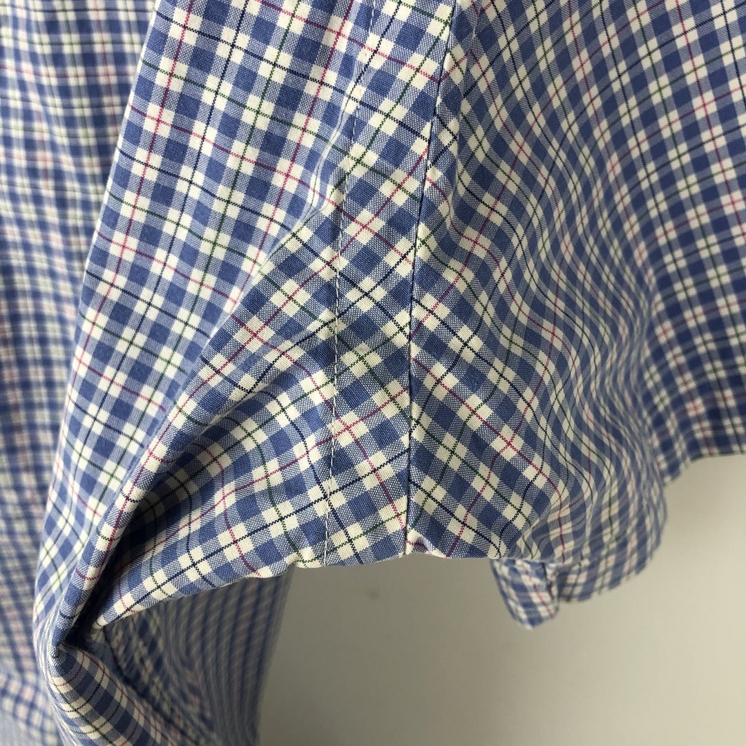 Ralph Lauren short sleeve button down check shirt, men's size L cotton blue type Vintage Second Hand