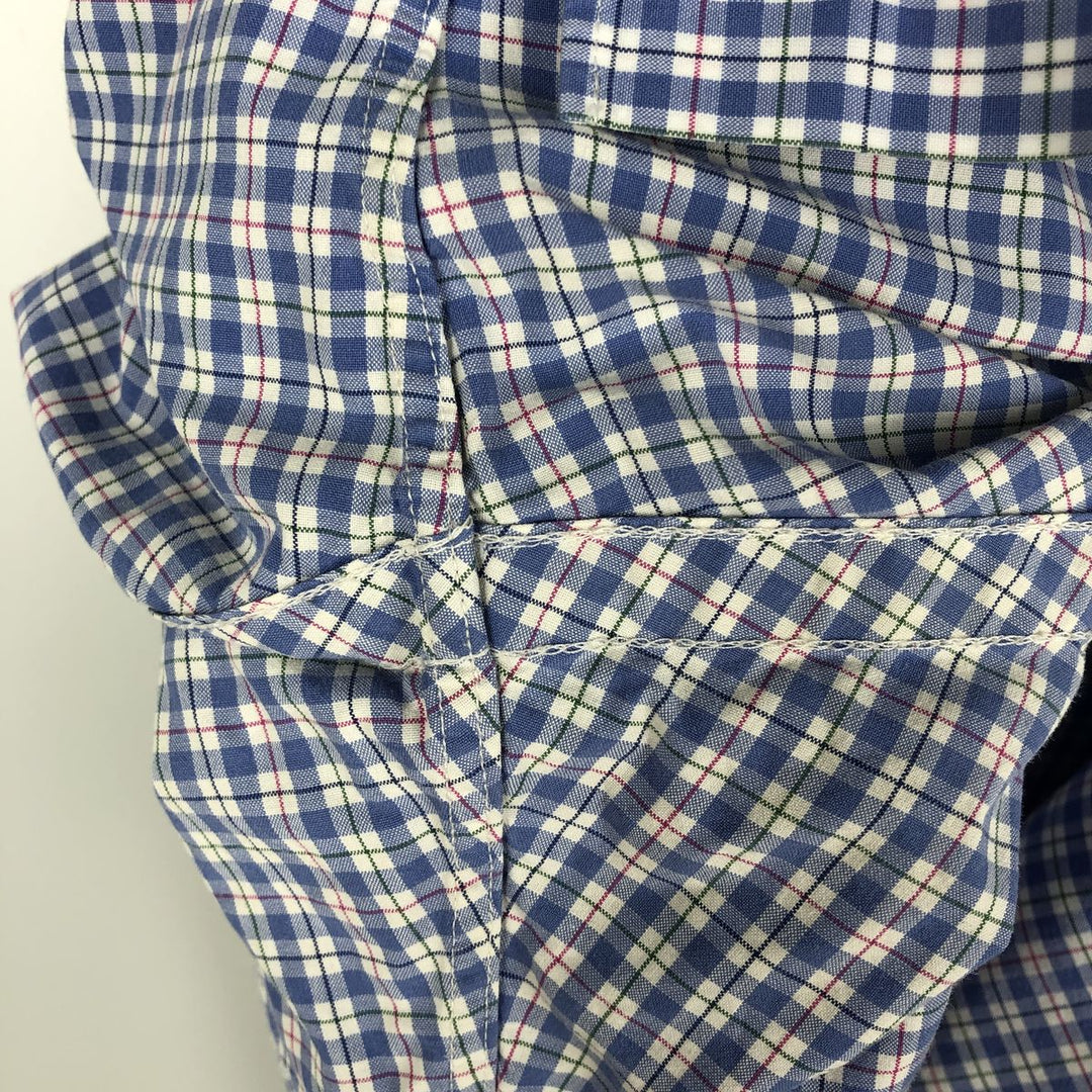 Ralph Lauren short sleeve button down check shirt, men's size L cotton blue type Vintage Second Hand