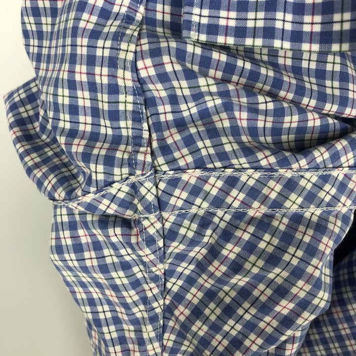 Ralph Lauren short sleeve button down check shirt, men's size L cotton blue type Vintage Second Hand