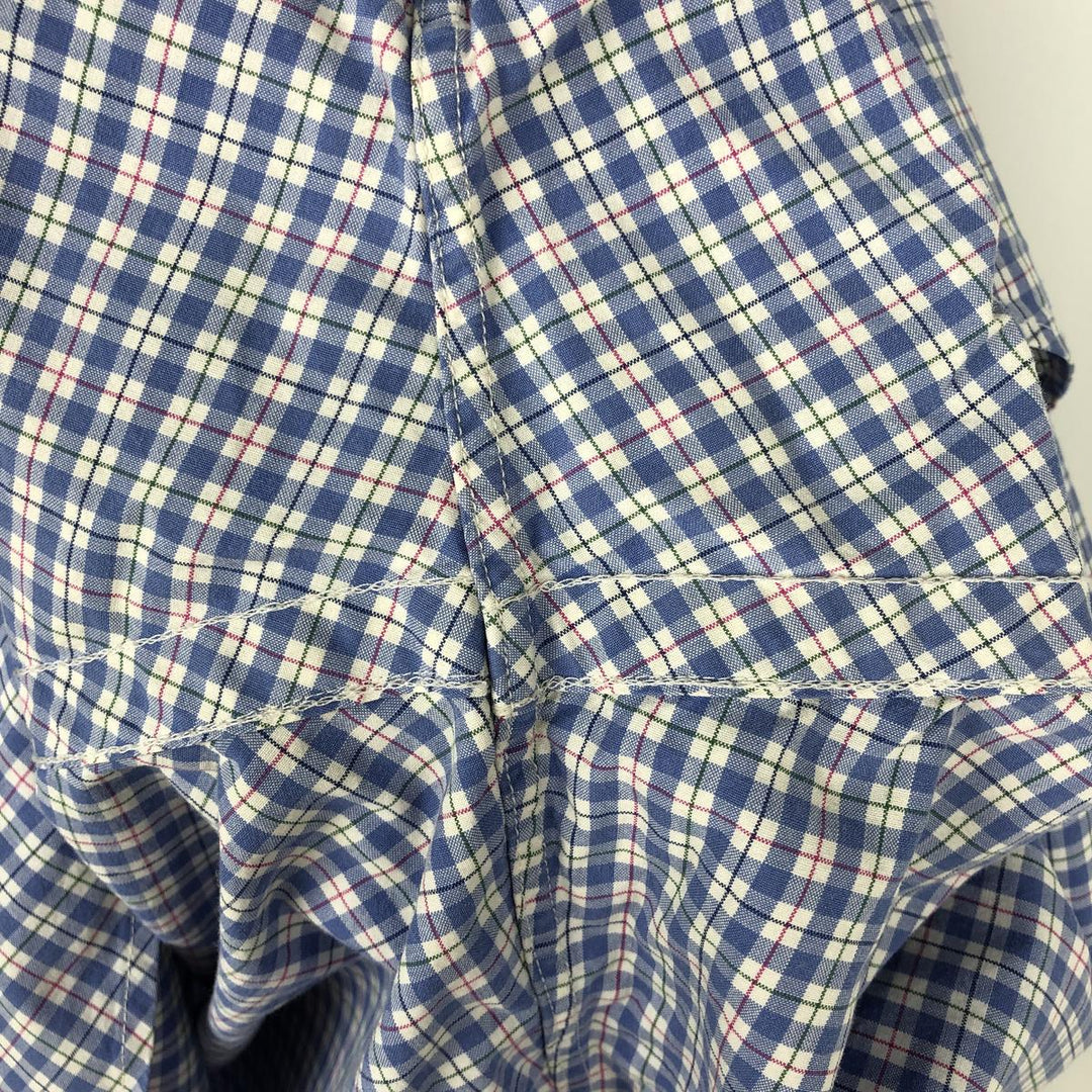 Ralph Lauren short sleeve button down check shirt, men's size L cotton blue type Vintage Second Hand