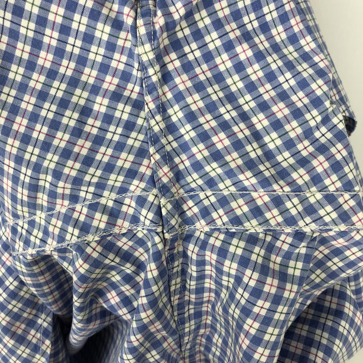 Ralph Lauren short sleeve button down check shirt, men's size L cotton blue type Vintage Second Hand