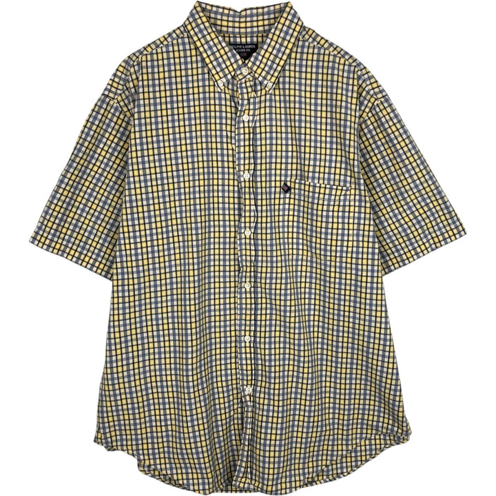 00'S Ralph Lauren POLO JEANS COMPANY short sleeve button down check shirt men's size L cotton yellow type Vintage Second Hand