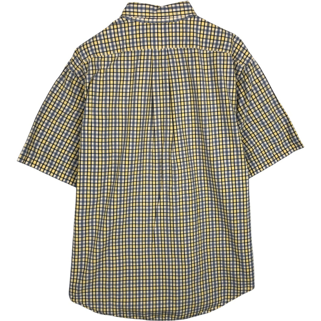 00'S Ralph Lauren POLO JEANS COMPANY short sleeve button down check shirt men's size L cotton yellow type Vintage Second Hand