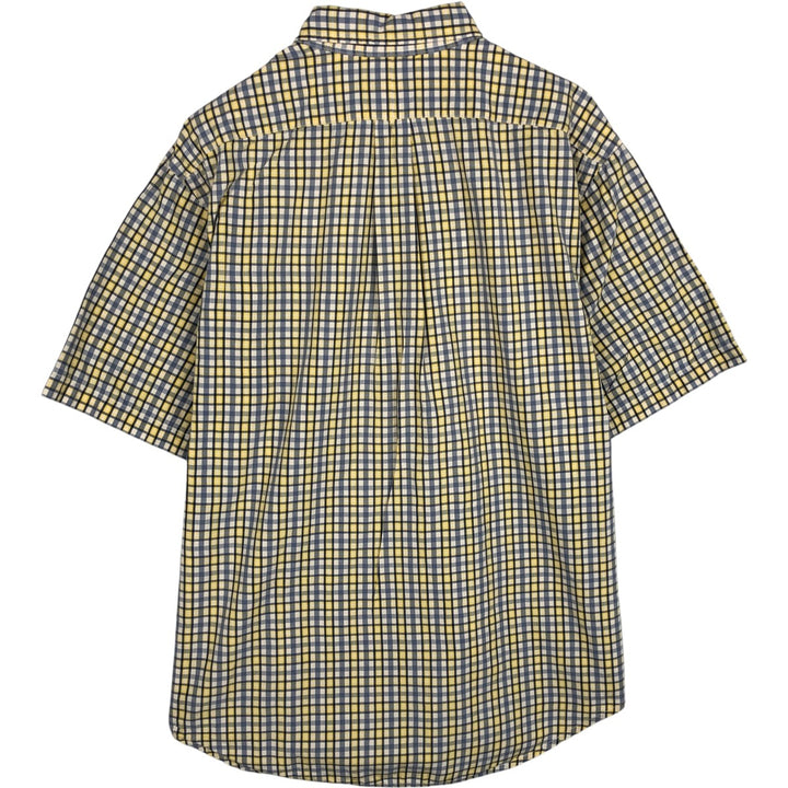 00'S Ralph Lauren POLO JEANS COMPANY short sleeve button down check shirt men's size L cotton yellow type Vintage Second Hand
