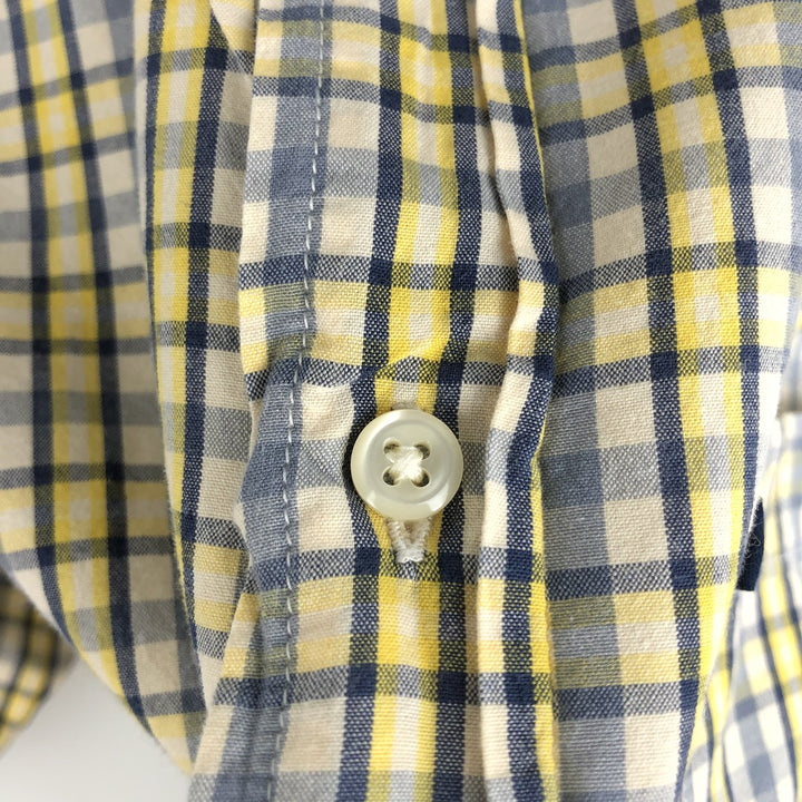 00'S Ralph Lauren POLO JEANS COMPANY short sleeve button down check shirt men's size L cotton yellow type Vintage Second Hand