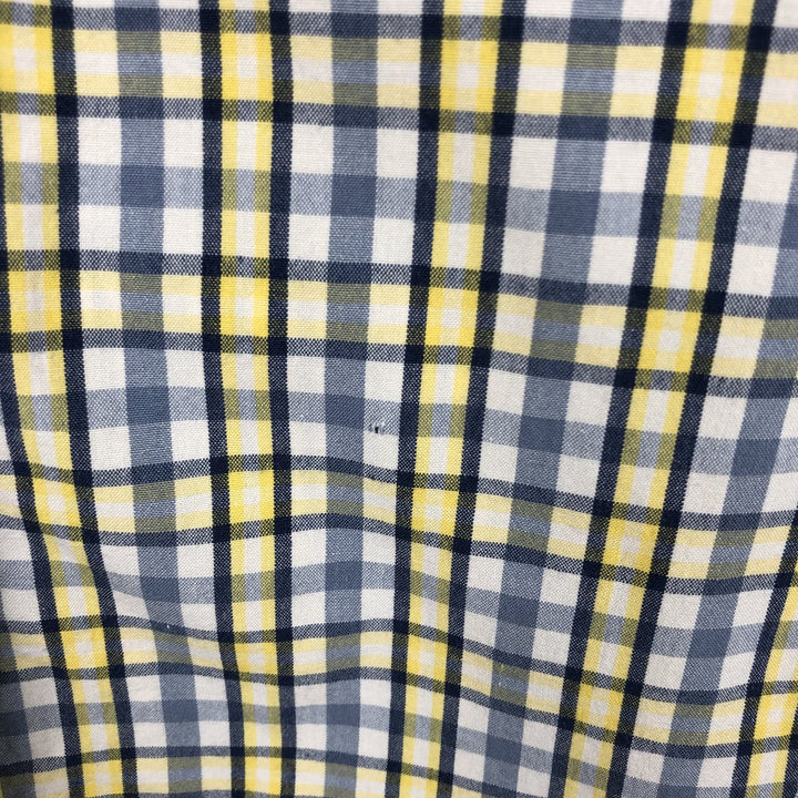 00'S Ralph Lauren POLO JEANS COMPANY short sleeve button down check shirt men's size L cotton yellow type Vintage Second Hand