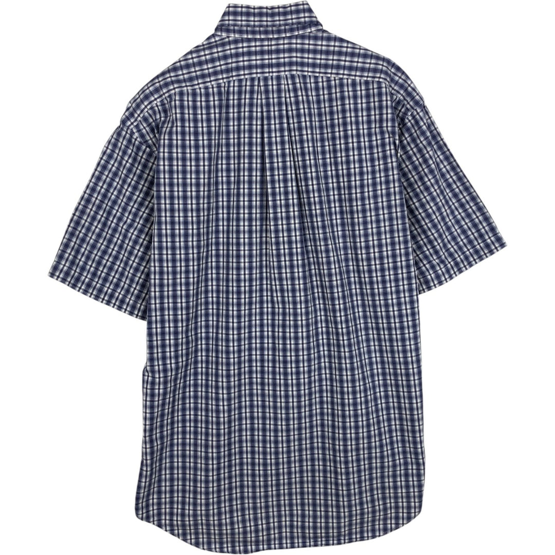 Ralph Lauren BLAKE short sleeve button down check shirt, men's size M cotton navy blue type Vintage Second Hand