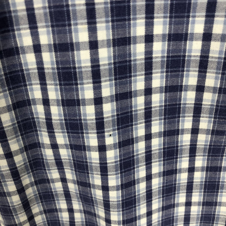 Ralph Lauren BLAKE short sleeve button down check shirt, men's size M cotton navy blue type Vintage Second Hand
