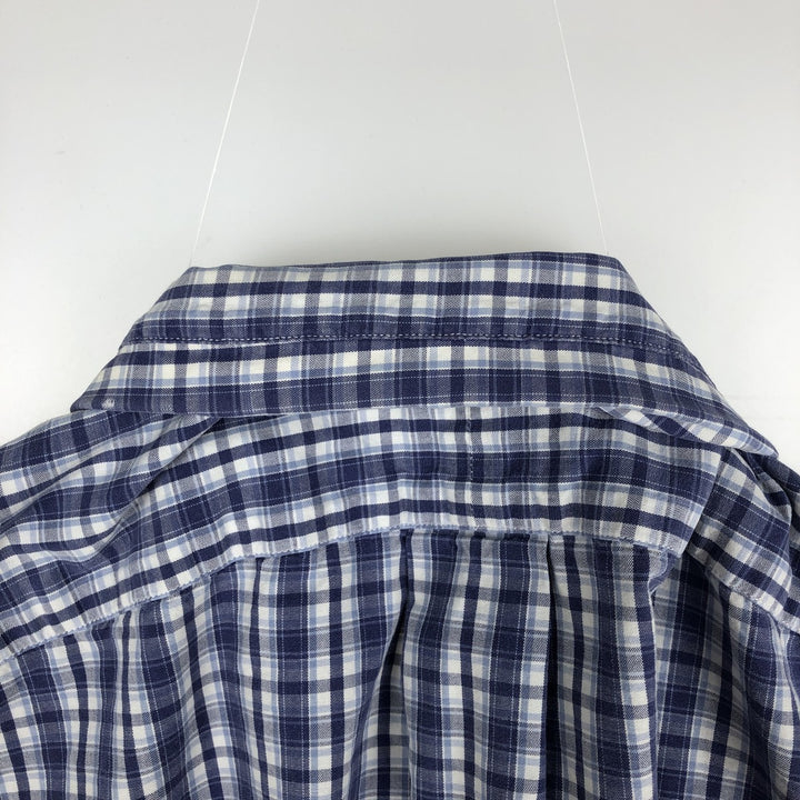 Ralph Lauren BLAKE short sleeve button down check shirt, men's size M cotton navy blue type Vintage Second Hand