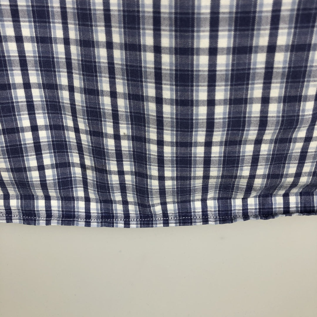 Ralph Lauren BLAKE short sleeve button down check shirt, men's size M cotton navy blue type Vintage Second Hand