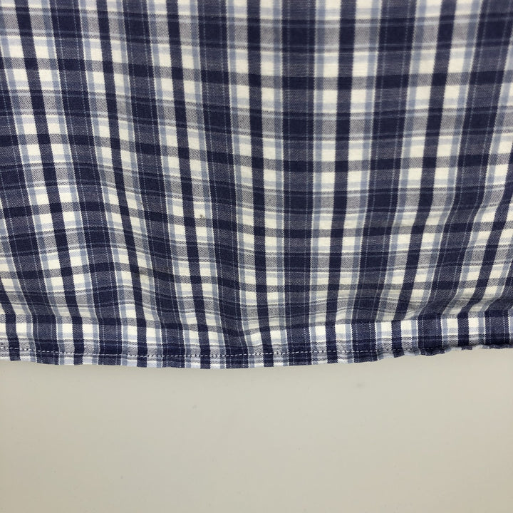 Ralph Lauren BLAKE short sleeve button down check shirt, men's size M cotton navy blue type Vintage Second Hand