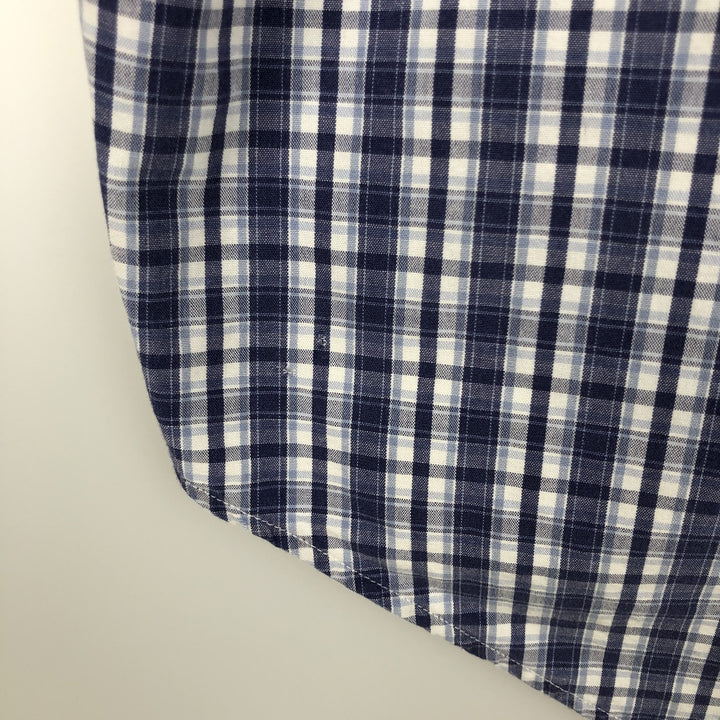 Ralph Lauren BLAKE short sleeve button down check shirt, men's size M cotton navy blue type Vintage Second Hand