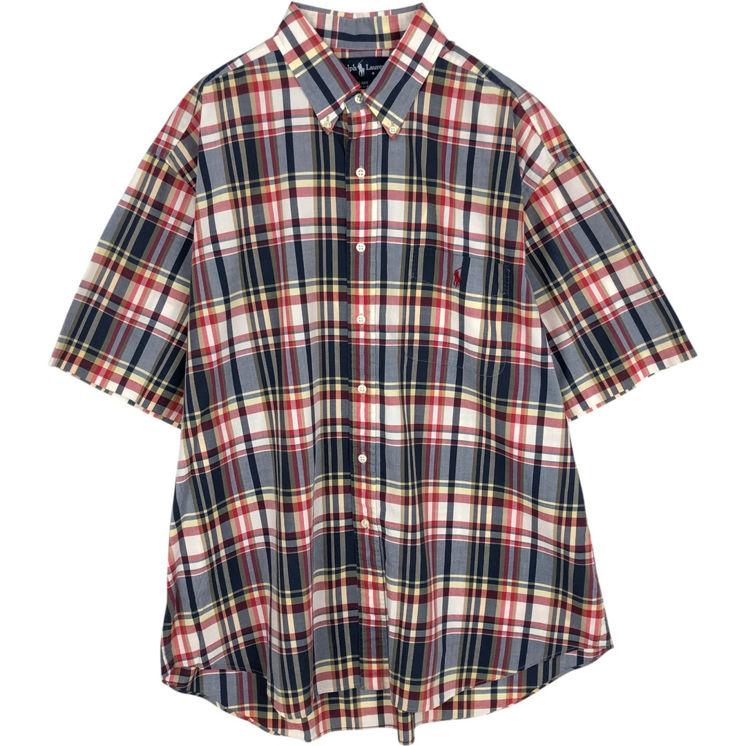 Ralph Lauren BLAKE short sleeve button down check shirt men's XL size cotton red type Vintage Second Hand