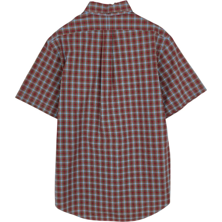 Ralph Lauren CUSTOM FIT short sleeve button down check shirt men's size L cotton red type Vintage Second Hand