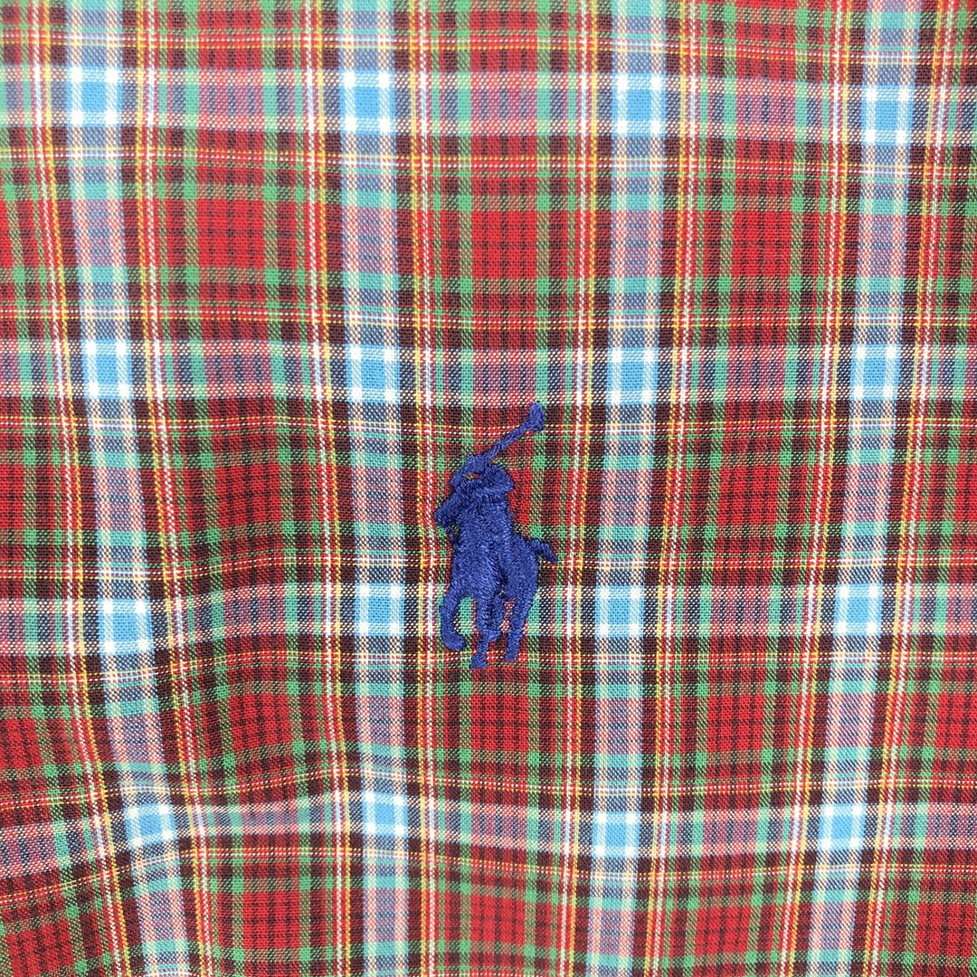 Ralph Lauren CUSTOM FIT short sleeve button down check shirt men's size L cotton red type Vintage Second Hand