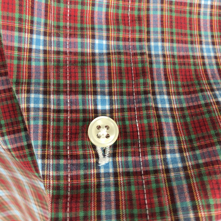 Ralph Lauren CUSTOM FIT short sleeve button down check shirt men's size L cotton red type Vintage Second Hand