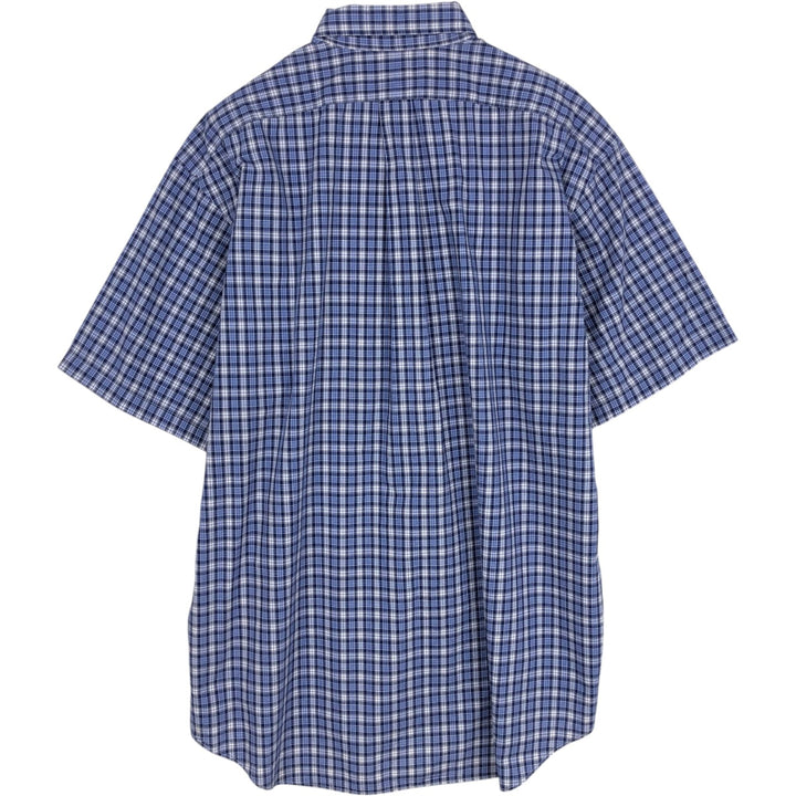 Ralph Lauren BLAKE short sleeve button down check shirt men's XL size cotton navy blue type Vintage Second Hand