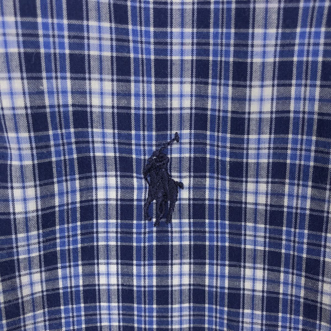 Ralph Lauren BLAKE short sleeve button down check shirt men's XL size cotton navy blue type Vintage Second Hand