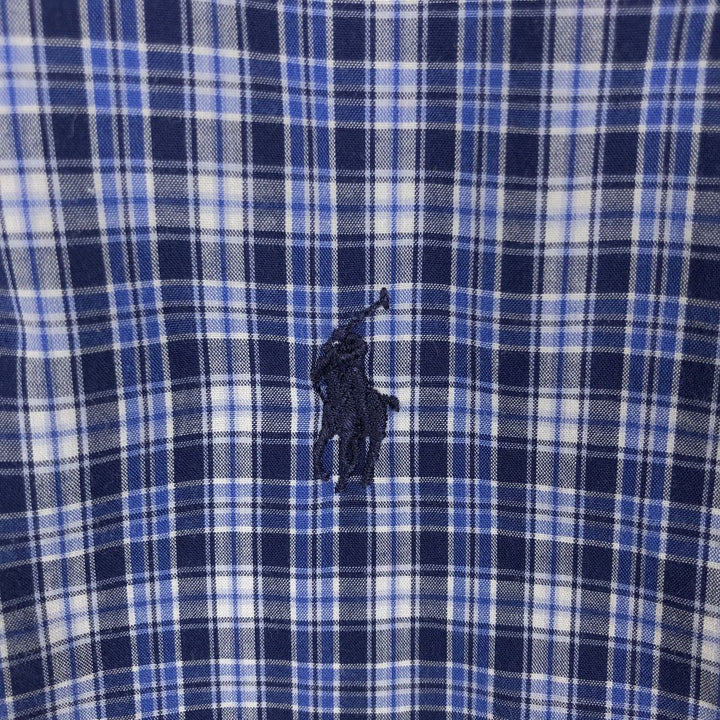 Ralph Lauren BLAKE short sleeve button down check shirt men's XL size cotton navy blue type Vintage Second Hand
