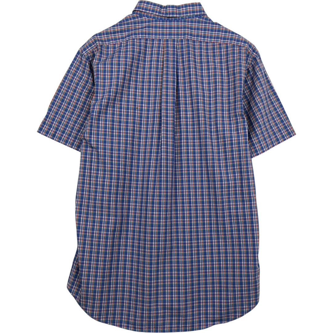 Ralph Lauren POLO by Ralph Lauren Slim Fit Short-Sleeve Button-Down Check Shirt, Men's Size XL (approx.) cotton navy blue type Vintage Second Hand