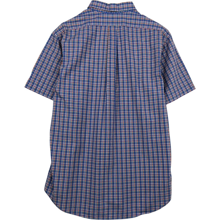 Ralph Lauren POLO by Ralph Lauren Slim Fit Short-Sleeve Button-Down Check Shirt, Men's Size XL (approx.) cotton navy blue type Vintage Second Hand