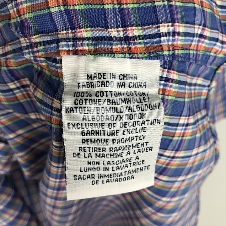 Ralph Lauren POLO by Ralph Lauren Slim Fit Short-Sleeve Button-Down Check Shirt, Men's Size XL (approx.) cotton navy blue type Vintage Second Hand