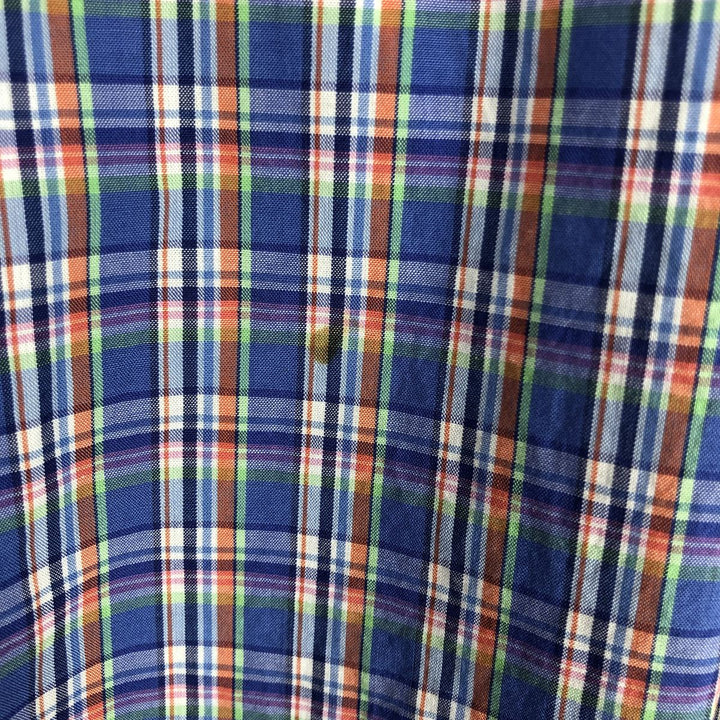 Ralph Lauren POLO by Ralph Lauren Slim Fit Short-Sleeve Button-Down Check Shirt, Men's Size XL (approx.) cotton navy blue type Vintage Second Hand